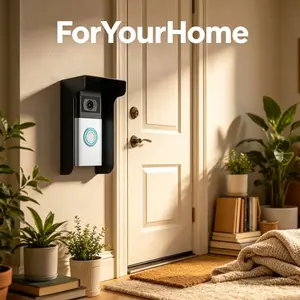 Waterproof Metal Ring Doorbell Cover - Video Doorbell Shield with Rain Guard & Anti-Glare Sun Protection | Weather-Resistant Doorbell Hood