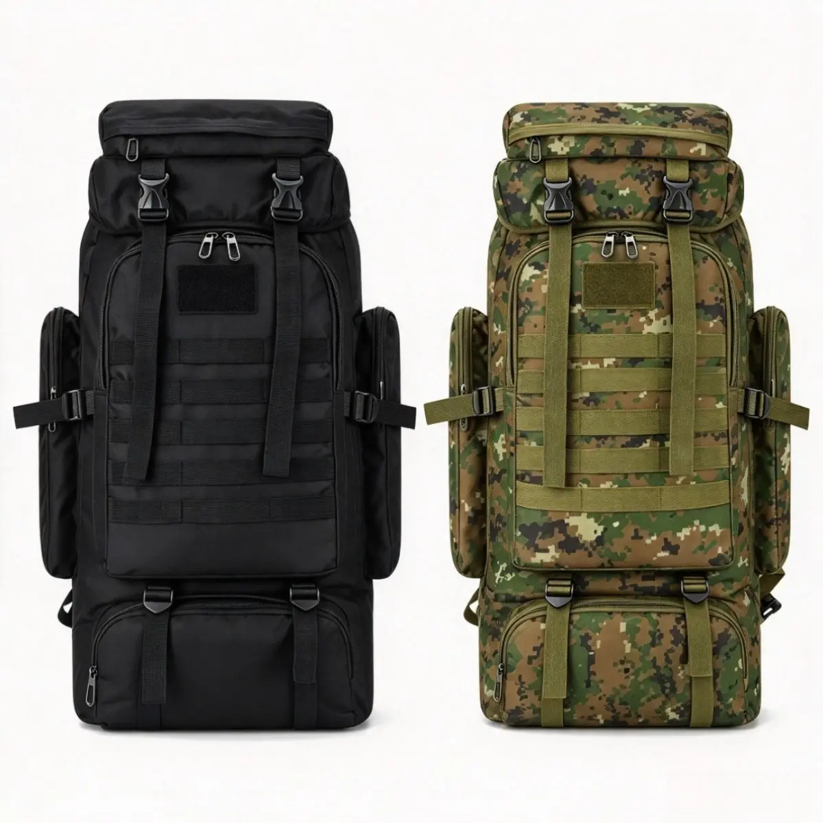 Hiking Backpack Camping Backpack 80L Trekking Rucksack Camouflage MOLLE Daypack Water Resistant Breathable Adjustable Straps Compartments Outdoor Gear