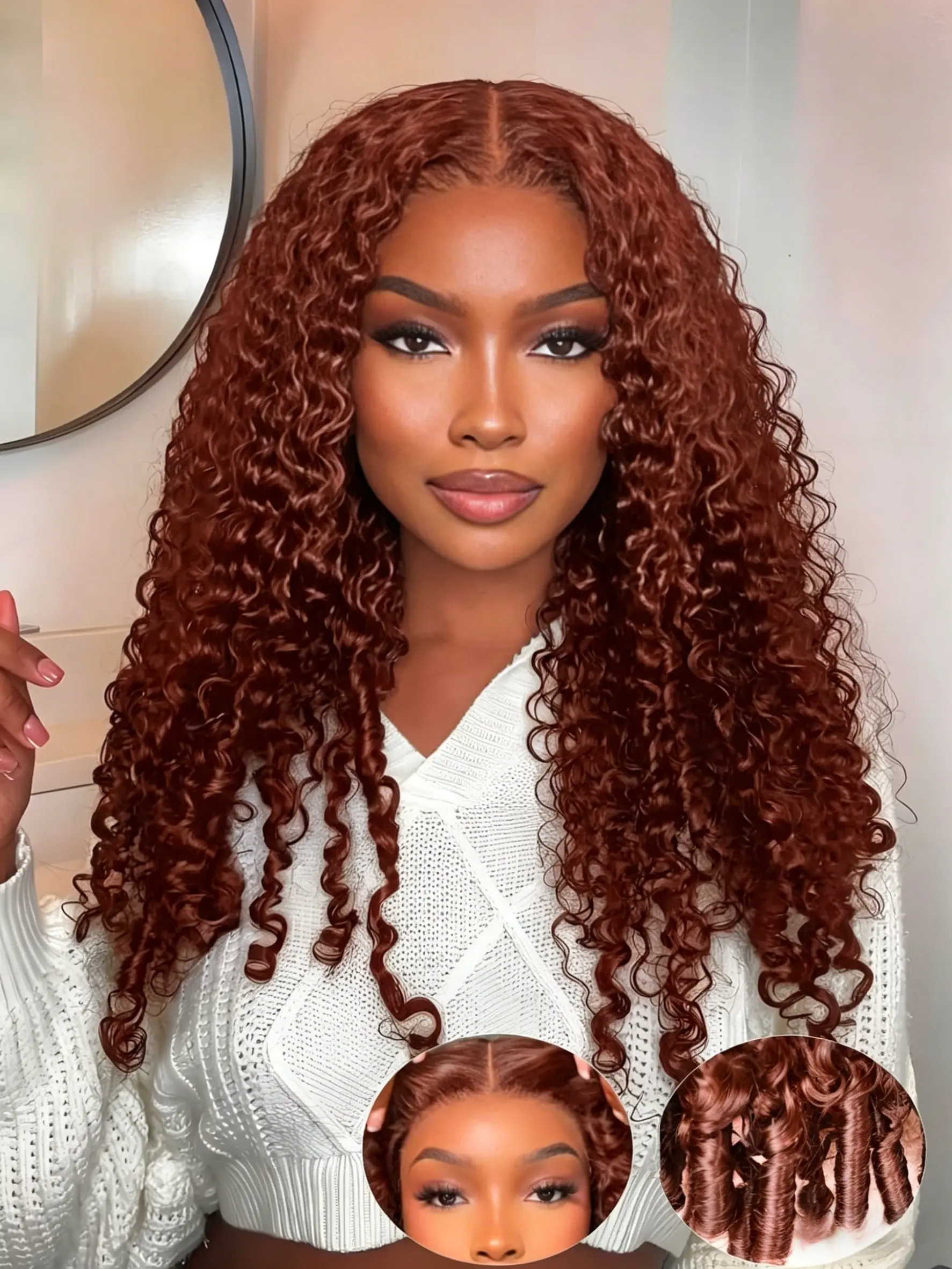 GK Reddish Brown Lace Front Wigs Human Hair Pre Plucked 200 Density Burmese Curly Lace Frontal Wig Human Hair 13x6 Lace Brown wig with baby hair