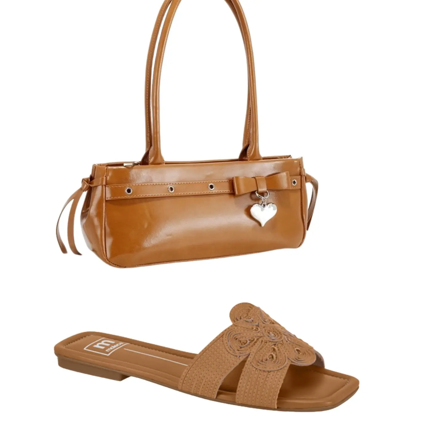 2PC Matching Sandals & Tan Bag Set for Summer Outfits & Everyday Wear - Walking Shoes
