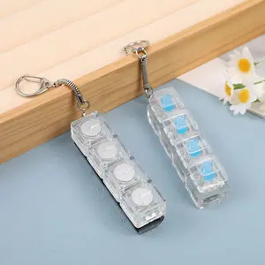 Glowing Push Button Fidget Keychain Stress Relief Light Up Click Sound Decompression Toy Mechanical Switch Portable Clip Key Ring Fashion Accessory Gift for Women Men