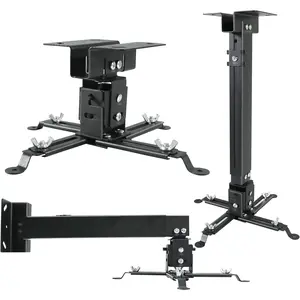 Universal Projector Ceiling or Wall Mount Black with Extendable Arms, Adjustable Height 16.9-25.6 inches Bracket, Low Profile Quick Release Projector Holder for Epson, Optoma, Benq, ViewSonic