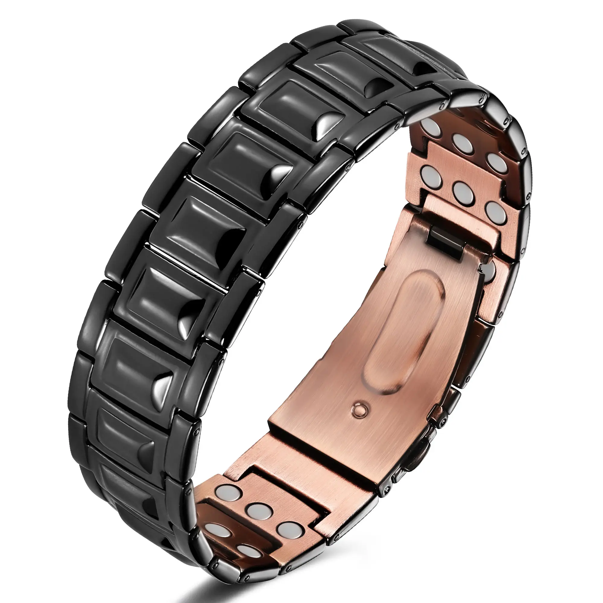 3X Strength Copper Bracelet for Men, Trendy Magnetic Link Jewelry with 3800 Gauss Magnets, Adjustable Modern Fashion Accessory Gift, Fashion Bracelets, Trendy Fashionable Accessories, Copper Material, Modern Bracelet Look