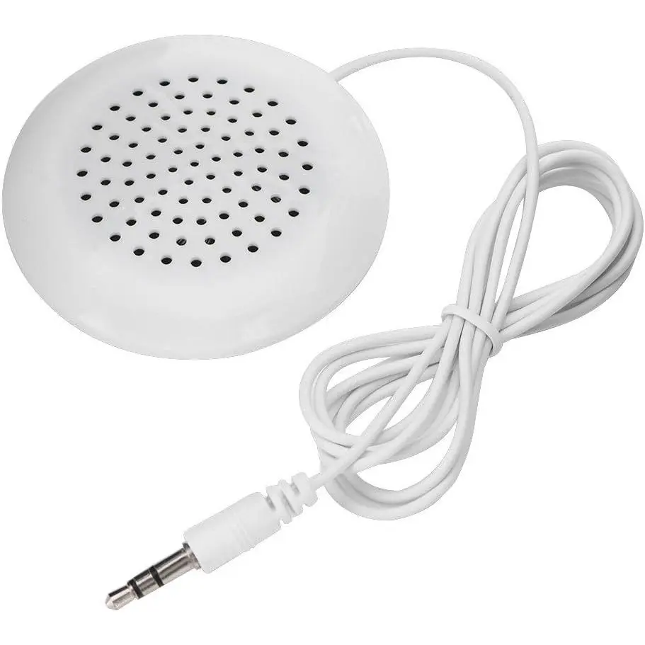 Portable Pillow Wired Audio Speaker - Mini Stereo Device with 3.5mm Aux Jack, Great Compatibility for Mobile Phone, MP3 Players, Soft & Unique Sound, Reduces Annoying Frequency Range (White), Audio Calms Active Mind, Approx.20g