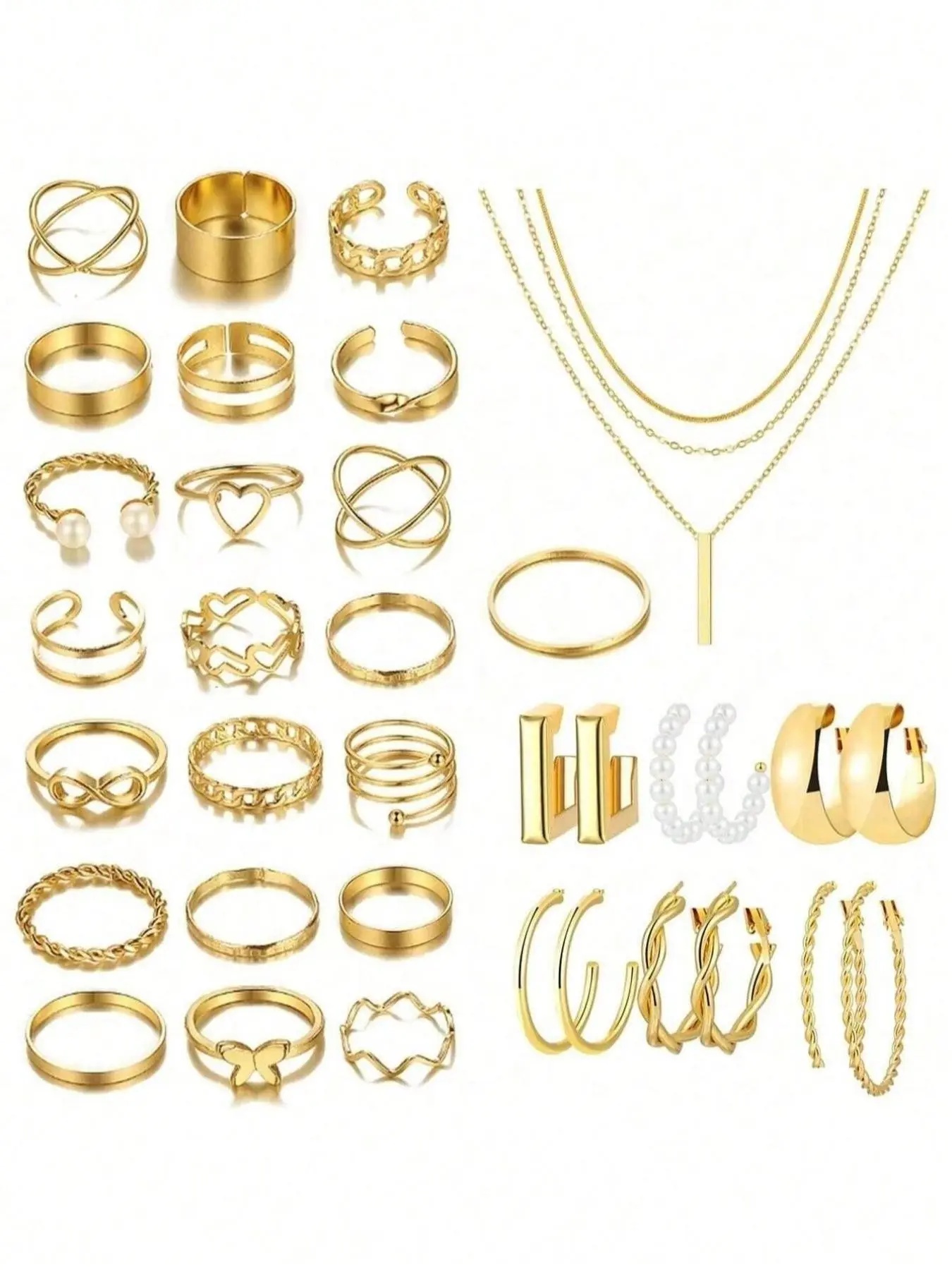 Elegant Vintage Middle Eastern Style Matching Jewelry Set (35/58/61/68 Pcs), Imitation Pearls & Rhinestones Accents Jewelry for Parties and Daily Wear, Bracelets, Necklaces