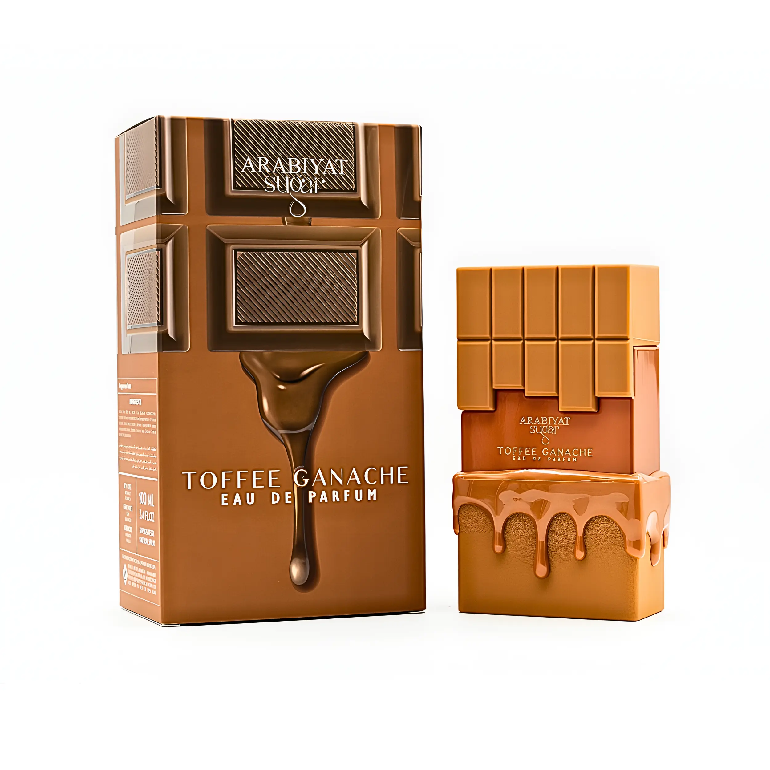 Arabiyat Sugar Toffee Ganache Eau De Parfum - 3.4 oz Limited Edition Unisex Gourmand Perfume, Vanilla Perfume with Hazelnut, Toffee, Amber Warm Spicy Notes, Hazelnut Milk, Signature Scent for Adults, Single Item in Box, Contains Neither Irritants