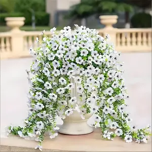 UV Resistant Artificial Hanging Flowers, Faux Morning Glory Fake Plants, Outdoor Decor for Porch, Garden, Patio, Home, 8pcs