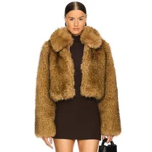 L'Academie Savoie Faux Fur Jacket in Beige