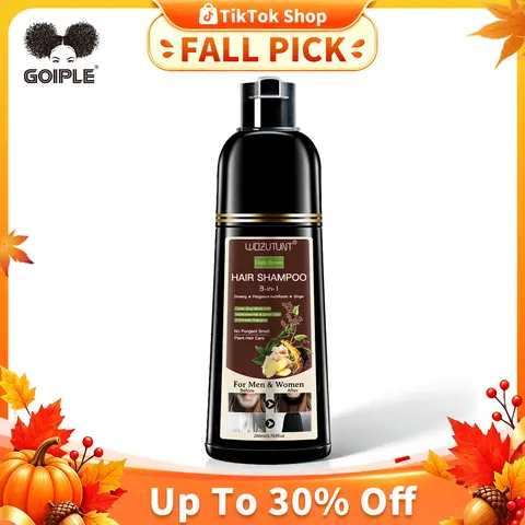 Goiple 200ml 3-in-1 Gentle Dark Brown Nourishing Hair Dye Shampoo for Adults - Herbal Ginseng Formula, Cleansing Haircare, Silky Conditioner, Gray Coverage, Natural Color, No Pungent Smell