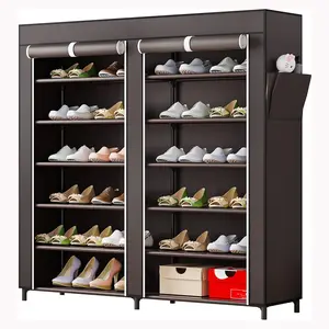 Shoe Rack Storage Organizer 6 Tier 24-36 Pairs Portable Metal Dust Cover Non Woven with Side Pocket Shoe Shelf Cabinet for Entryway Bedroom Closet Smooth Waterproof Multicolor L35.43W11.81H42.52 inches