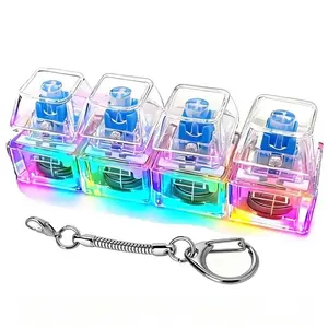 Mechanical Keyboard Style Keychain with Four Buttons, Stress Relief Keychain, Small and Elegant, Reduces Anxiety, Reusable, Ideal for Daily Use