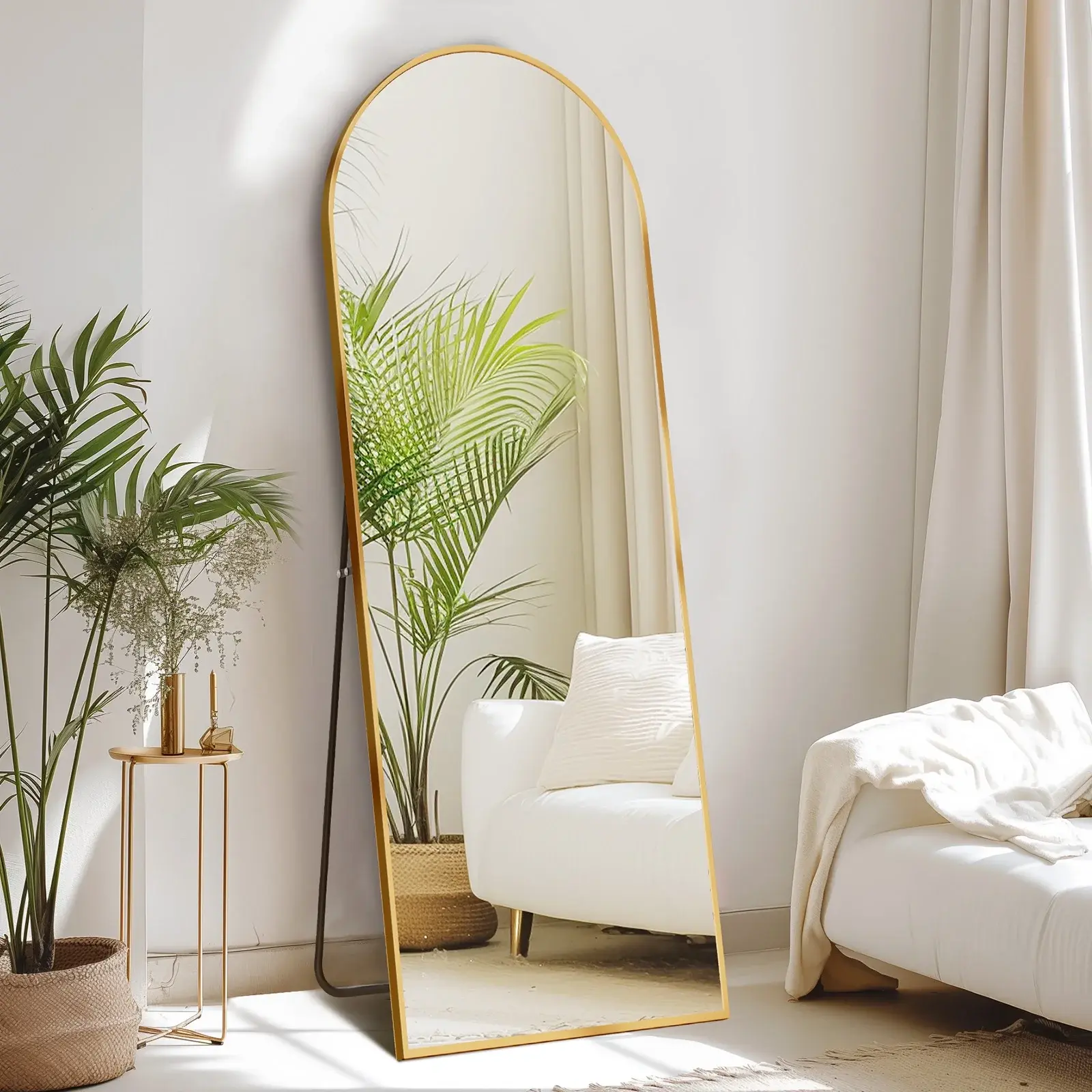 CONCETTA 2 SIZE Arched Full Length Mirror, Full Body Standing Mirror Floor Mirrors, Gold