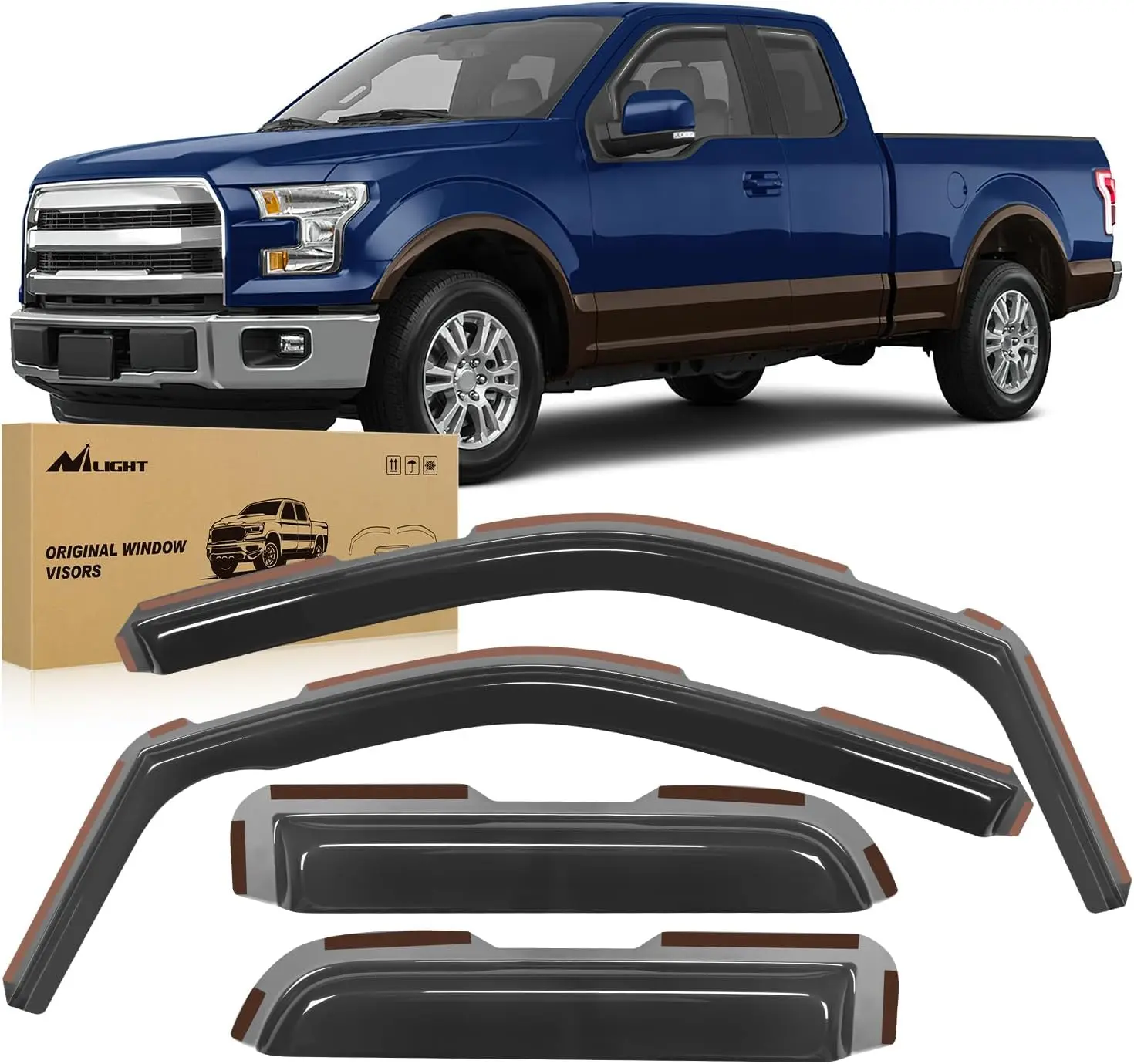 Nilight in Channel Rain Guards for Ford F150 2004 2005 2006 2007 2008 2009 2010 2011 2012 2013 2014 Super Cab Original Window Deflectors,Vent Window Visors-4PCS Truck Accessories Universal Automotive Accessories  dealsforyoudays Vehicle, Car Accessories,,