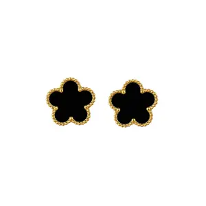 New style titanium steel five-leaf flower stud earrings, non-fading earrings, women's accessories, fresh and light luxury