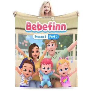 BebeFinn Cute Cartoon Blanket Ultra Soft Plush Flannel Cozy Warm All Season Multifunctional Bedroom Couch Sofa Office Camping Throw Decor Birthday Gift Christmas Gift for Kids Toddlers Fans Boys Girls Adorable Style
