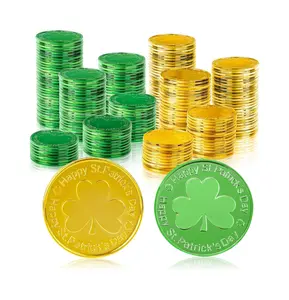 St. Patrick's Day Gold Coins, Green & Gold Shamrock Plastic Coins, Saint Patrick's Day Accessories for Party Favors, Decorations, Birthday Crafts & DIY Supplies