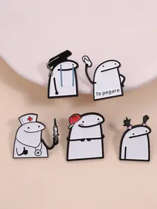 Flork of Cows Enamel Pin Collection, Includes Double Ponytail Angry Style, Te Pegare Slipper Threat, Construction Worker, Graduation Tears