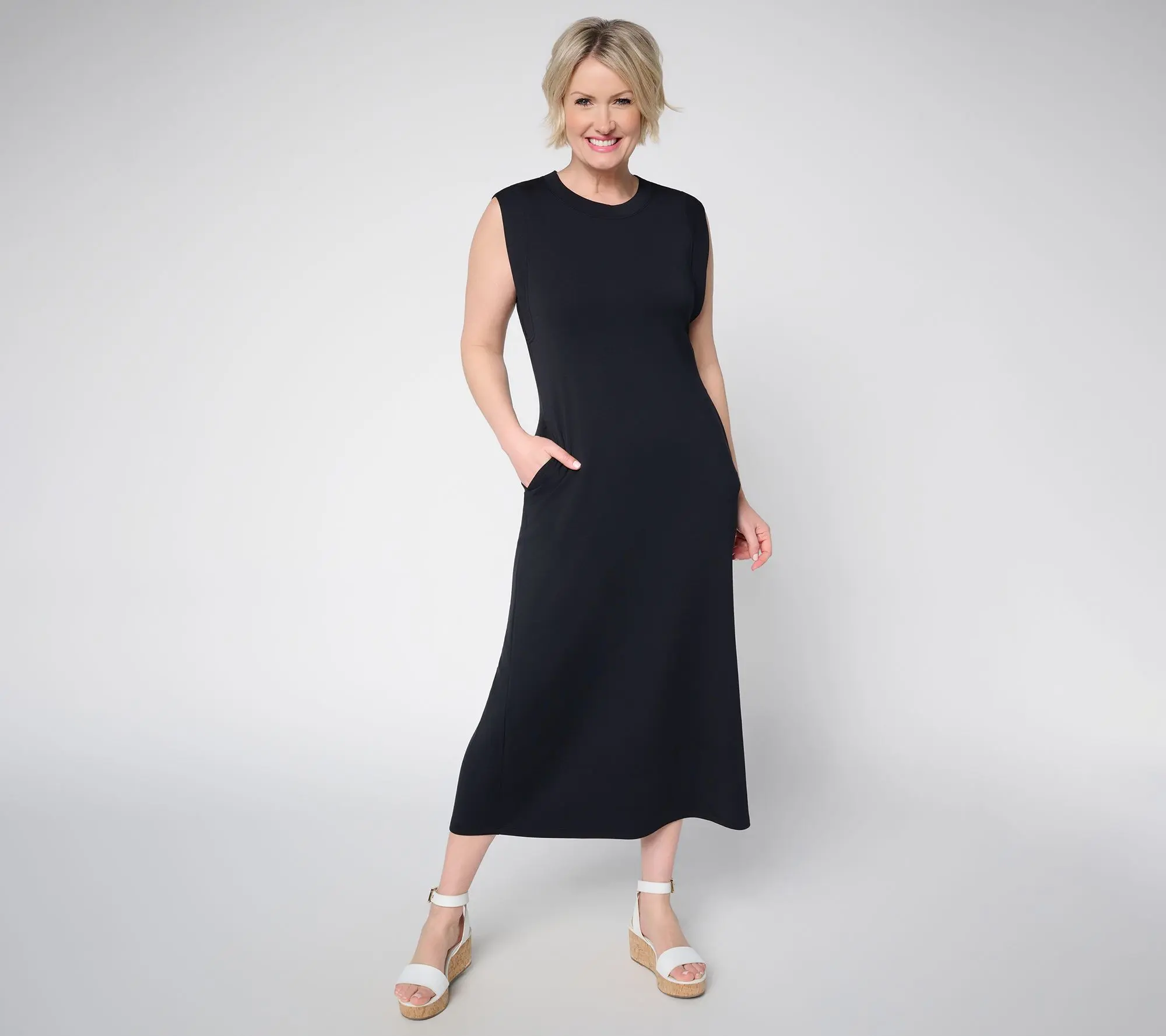 Belle by Kim Gravel Petite ScubaLuxe Maxi Dress w/ Bra Blocker