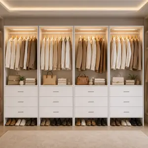 Cyclysio Freestanding Modular Closet System with Motion Sensor Light - Renter-Friendly Bedroom Wardrobe Organizer with Drawers for Closet Organization, Small Room Organization Products, Bedroom Decor cabinet