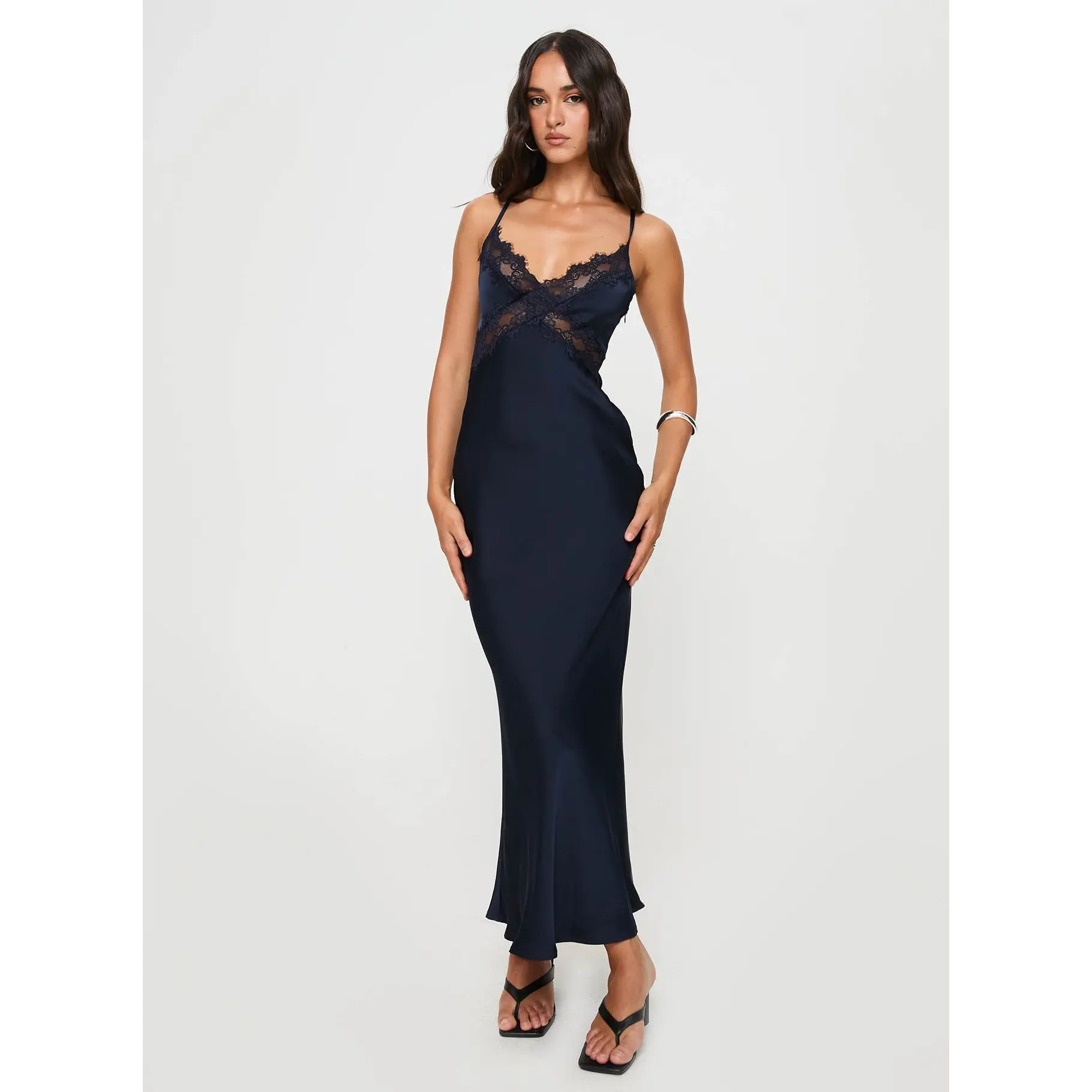 Treasure Bias Cut Maxi Dress Navy