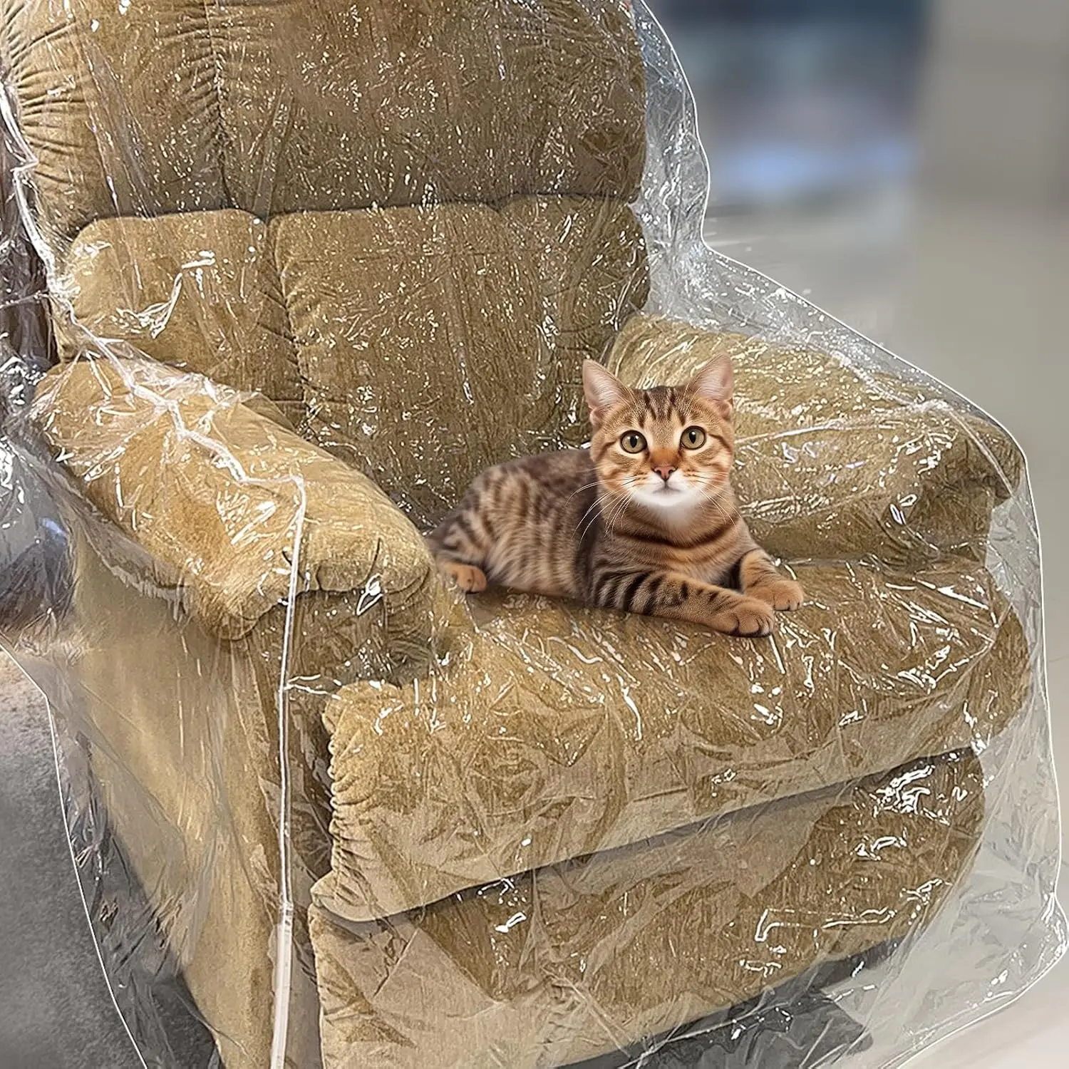 wokire PVC Recliner Cover - Heavy Duty Plastic Furniture Protector, Waterproof Shield for Large Fit Recliners/Armchairs, Anti Cat Dog Scratching (1 Pack) Visit the wokire Store