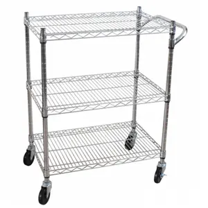 212 MAIN Heavy-Duty Steel 3-Tier Utility Cart, 32.5x18.5x36.6in Durable Open-Shelf Storage Organizer Racks, Adjustable for Kitchen, Garage Use