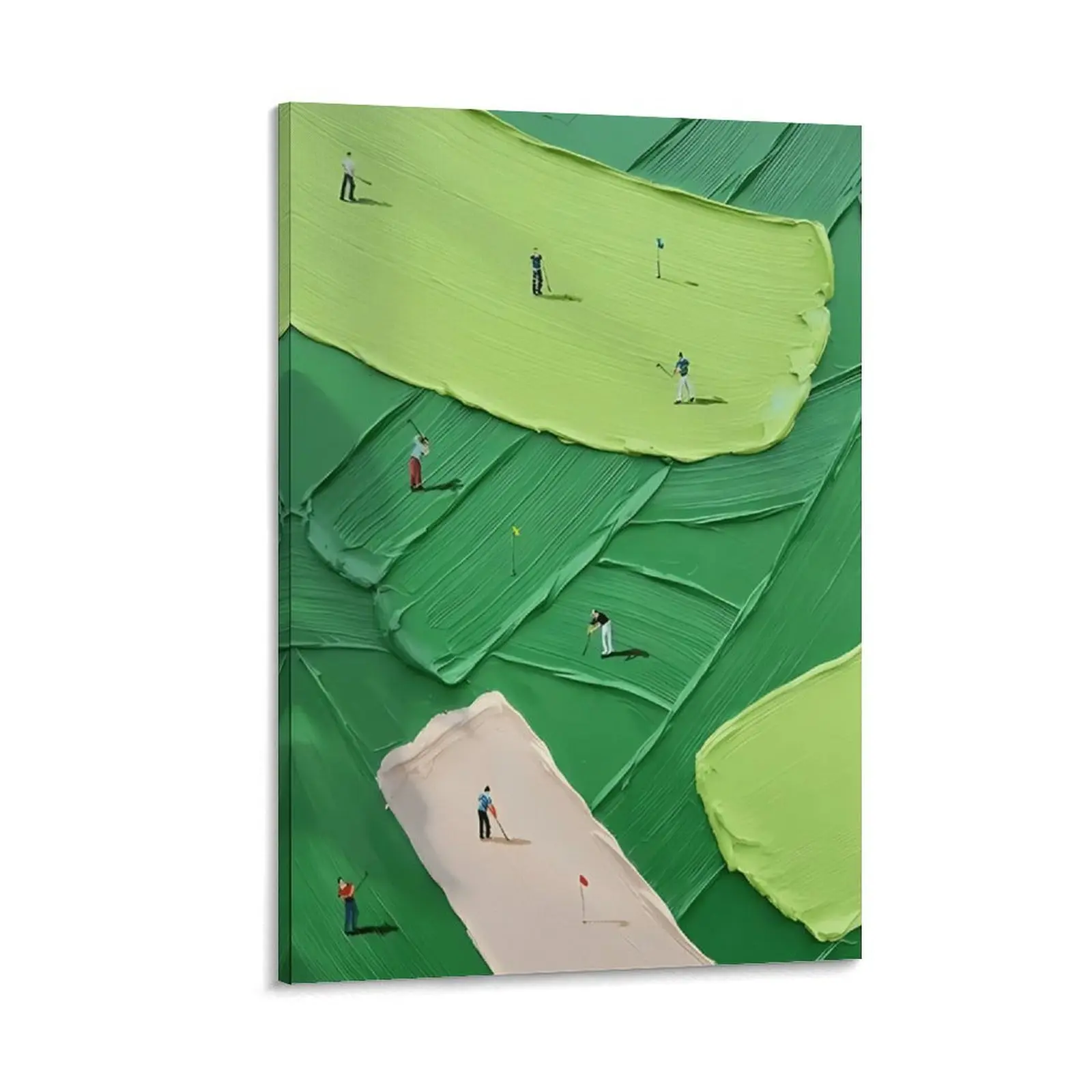 Abstract Golf Course Art Print - Textured Green Landscape Hanging Wall Art, Modern Sports Home Decor Poster