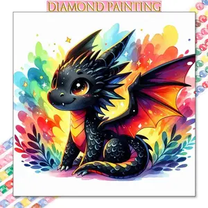 Cartoon Dragon Pattern Diamond Arts Colorful Painting Kit without Frame, DIY 5D Diamond Arts Crafts Kit, Wall Art Decorations for Home
