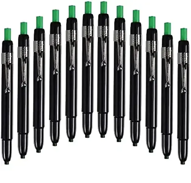 Listo 1620 Box of 12 Green Color China Markers/Grease Pencils/China Marking Pencils/Wax Pencils - Mechanical Refillable Marking Pencil