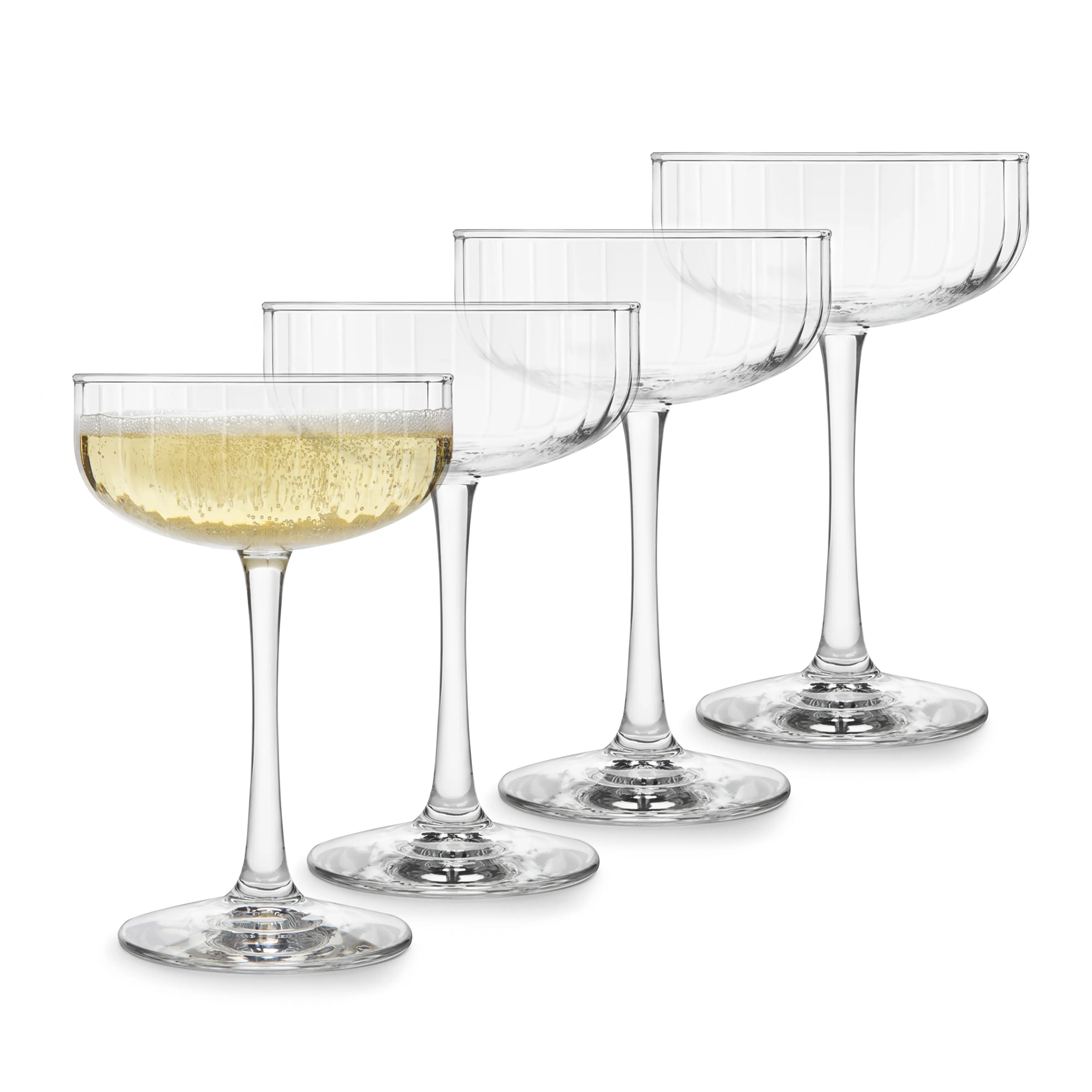 Libbey Paneled Cocktail Coupe Glasses, 8 Oz Stemmed, Set of 4