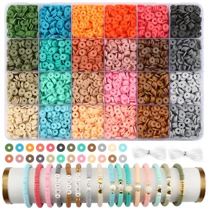 2400/6000/8400 Pieces Soft Clay Bead Mix Set for Bracelets & Necklaces, Polymer Clay Jewelry Making Kit, Beginner Friendly DIY Craft Supplies