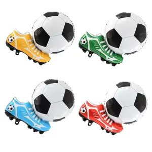 4pcs 30 Inch Football Shoe Aluminum Foil Balloons, Soccer Theme Home Decor Props, Indoor Theme Decoration Atmosphere Creation Setup