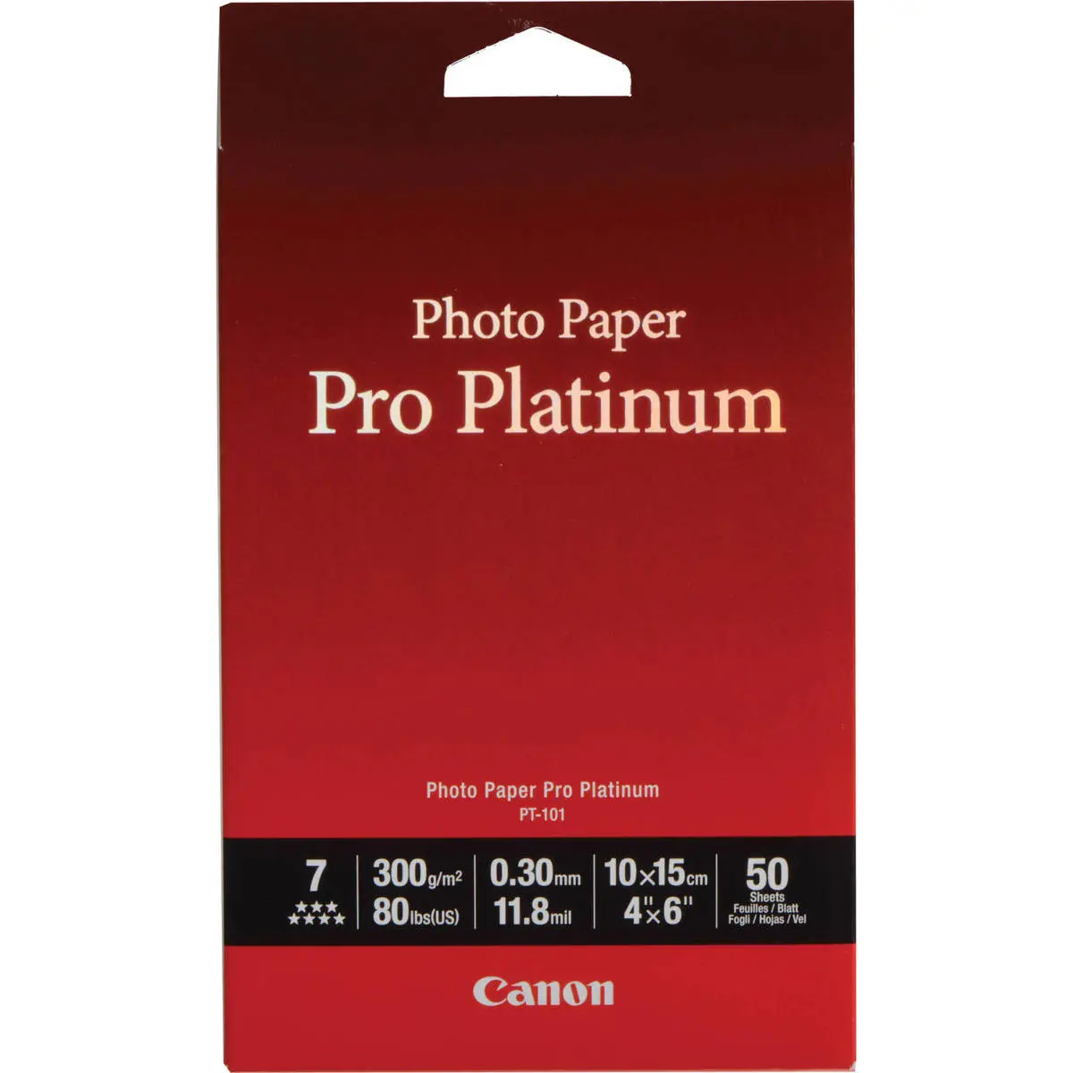 Canon Pro Platinum High Gloss Photo Inkjet Paper, 4x6", 50 Sheets