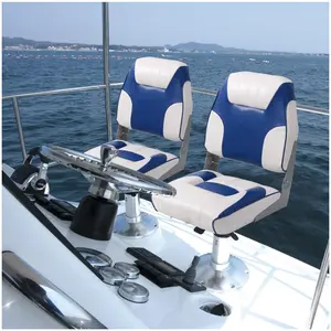 GARVEE 2 Pack Low Back Fishing Boat Seats with Thickened Sponge Padding, Weather-Resistant PVC, and Durable Aluminum Hinges for Easy Installation and Comfort on Sightseeing and Speedboat Adventures