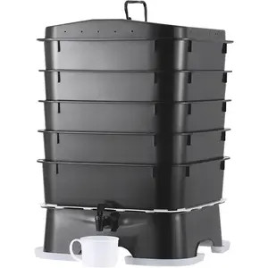 VEVOR 5-Tray Composter, 50L Worm Compost Bin - Indoor/Outdoor Worm Farm Kit for Food Waste Recycling, Vermicomposting & Vermiculture