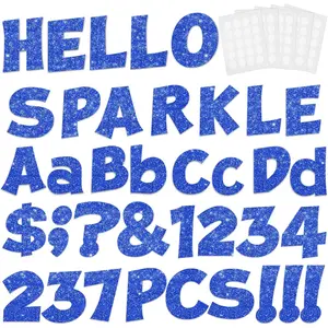 237 Pcs 4inch Glitter Bulletin Board Letters Including Numbers Punctuation, Alphabet Cut Out Cardboard Letters for Classroom Display Decorating Supplies (Blue)