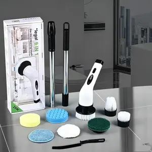 Multifunctional Electric Cleaning Brush Set, Nine-In-One Bathroom Glass Cleaner, Adjustable Long & Short Dual-Use Tool for Home Use