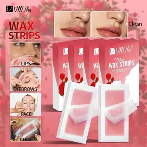 Rose Scented Hair Removal Wax Strips, Portable and Pain-Free, Suitable for Face, Lip, Beard, Cheeks, Legs, Bikini, Eyebrows, Chin, Armpits