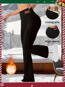 Women's Fall & Winter Fleece Lined High Waisted Leggings, Slim-Fit Yoga Pants, Warm Thick Fabric, Casual High Waist Trousers for Daily Wear, Sports Bottoms
