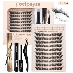 Focipeysa FoxTail Lash | LC Curl Fox Eye Lash Clusters | Ultra-Dense, Waterproof, All-Day Hold | Easy D-Curl DIY for Beginners | Get Flawless Salon Extensions at Home | Suitable for Various Makeup Styles