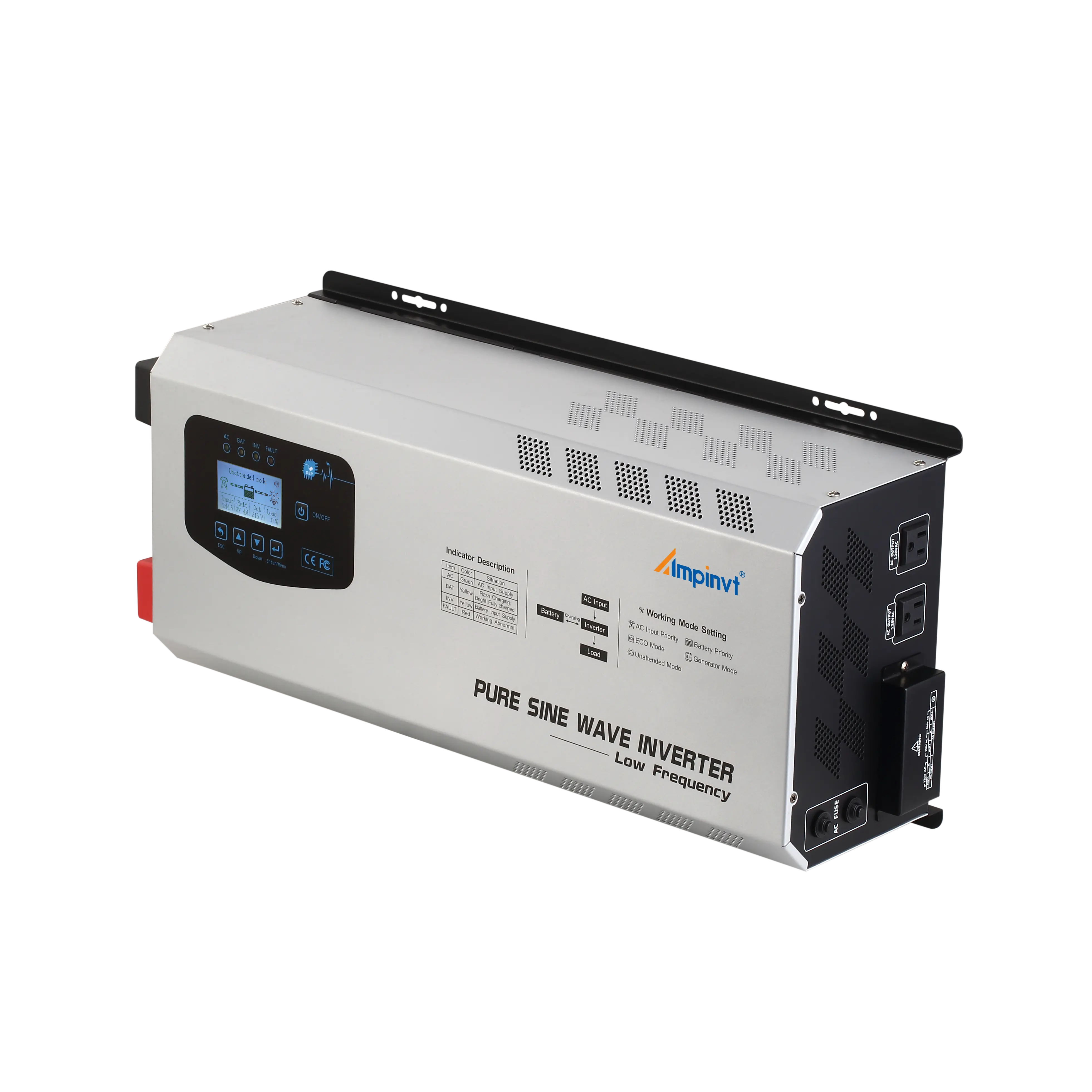 5000W DC 48V Split Phase 120/240V Pure Sine Wave Inverter with AC Charger, Dual Phase Dual Output, Toroidal Transformer, Power Safety Plug Socket, High Transfer Efficiency (No MPPT Solar Charge Controller), Low Frequency Pure Sine Wave