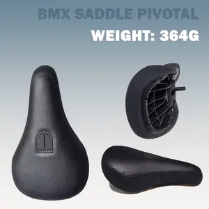 Pivotal BMX Saddle, 3-Panel PU Leather Design with Anti-Slip Grip, Slim Padding for Tricks, Lightweight 364g, Customizable Angle Adjust for Stealth System