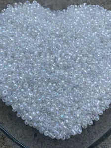 Clear/White Beads - Rainbow White Beads- Pear Shimmer Beads- 4mm- 6/0 Glass Seed Beads For Jewelry Making, - White Beads-DIY Waist beads, Bracelet Necklace Earrings- 450 Grams