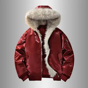 Bright-faced faux fur hooded cotton jacket GARMENTARY