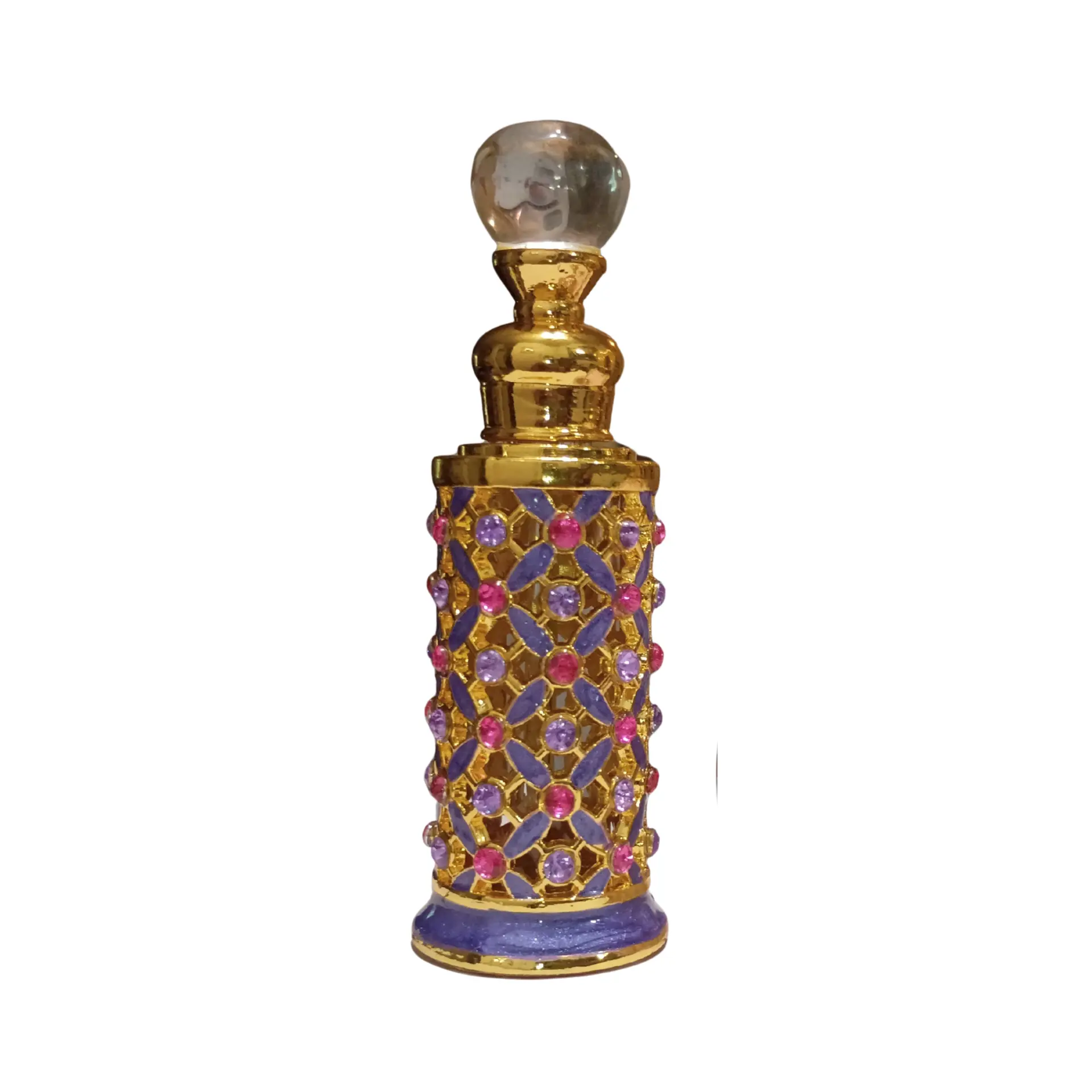Shimmering Pink & Purple Glass Wand Perfume Bottle, Empty Bottle, Decorative Flacon,  1/3 oz Executive Vial