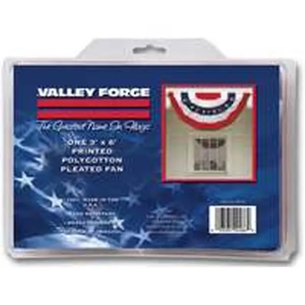 Valley Forge Flag PFF-ST Large Pleated Full Fan Banner, 3x6 Ft Polyester Stripes Printing, Fade-Resistant, Foldable, Indoor-Outdoor Fence Use