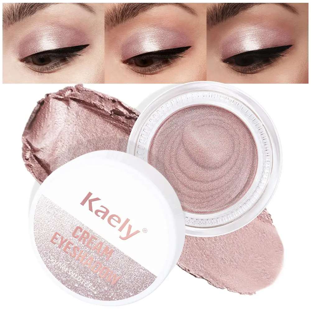 Kaely Cream Single Eyeshadow Makeup, Highly Pigmented Monochrome Eye Shadow Pallette, Waterproof Natural Mini Eyeshadow Brightener Glitter Glam Sparkly Neutral Palette Cosmetic