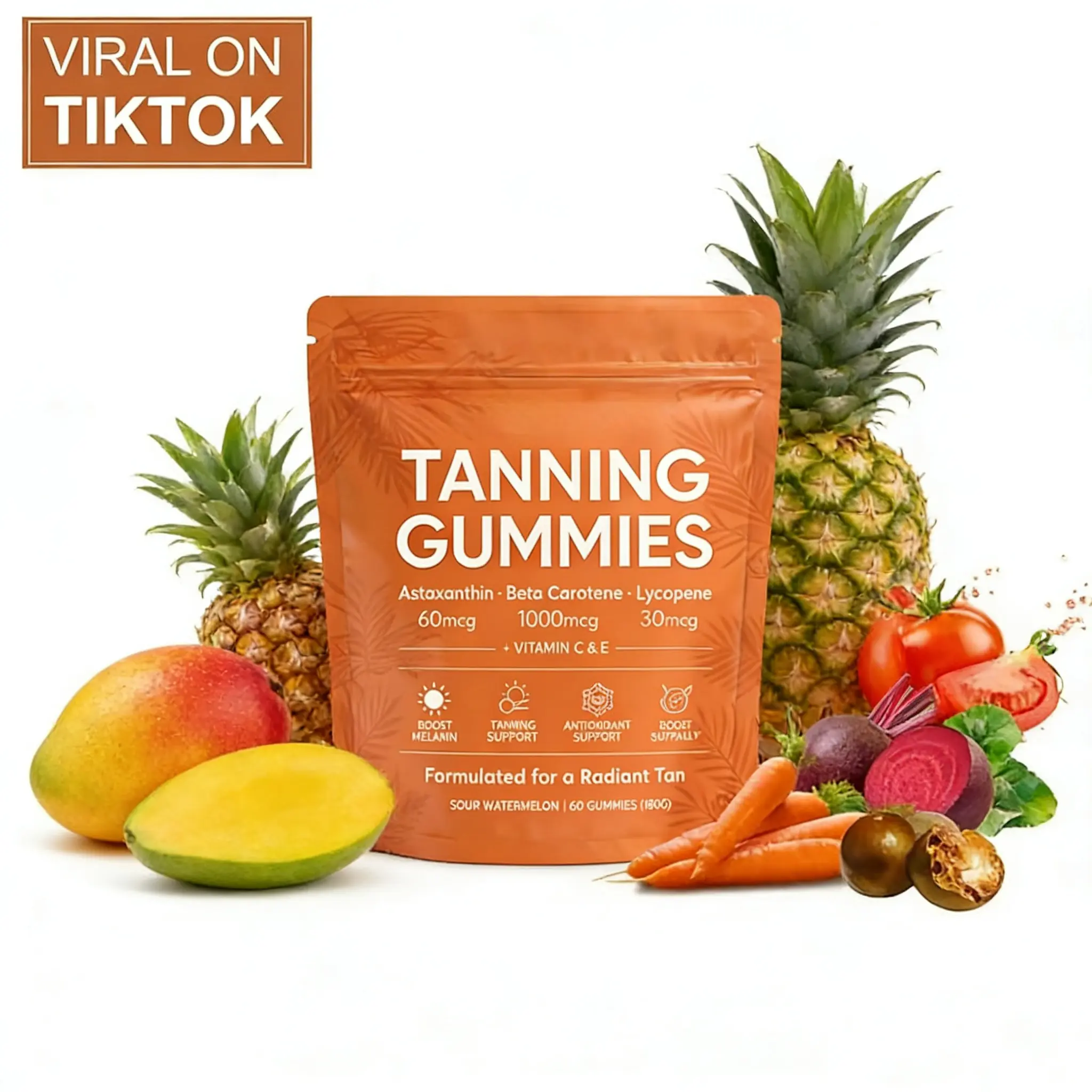 [NEW]Tanning Gummies - Long-Lasting Lock Color | DailyTanning Gummies Natural Beauty I Tanning Gummy ForWomen VC + VE Double Antioxidant | Tanning GummyStrengthen The Skin Antioxidant Barrier 60p
