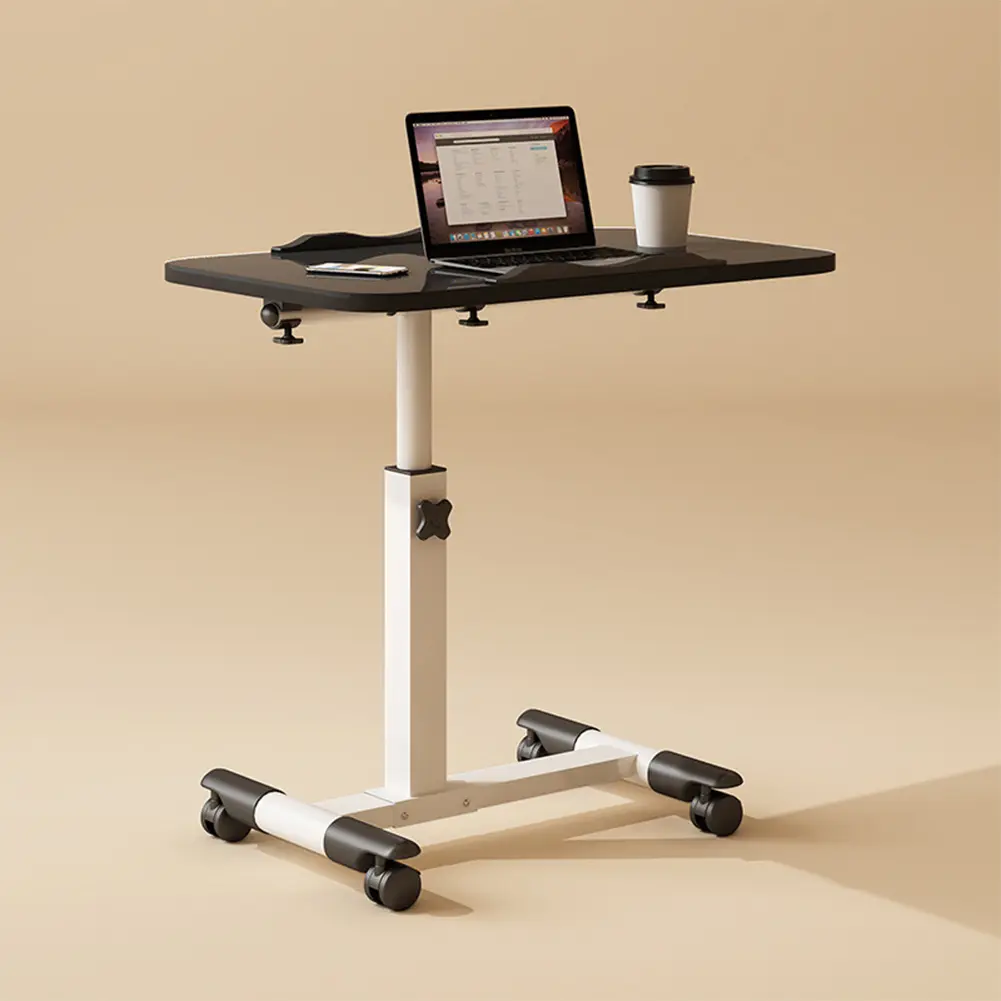 Garvee Overbed Rolling Laptop Desk with Wheels, Height-Adjustable Collapsible Workstation with Ergonomic Mobile Design for Bed, Sofa, Home Office or Hospital - Black