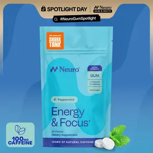 Neuro Extra Strength Energy Caffeine Gum/Mints for Energy & Focus (90 Pieces) - Sugar-Free with L-theanine, Caffeine, Vitamin B12 & Vitamin B6 - Peppermint Flavor
